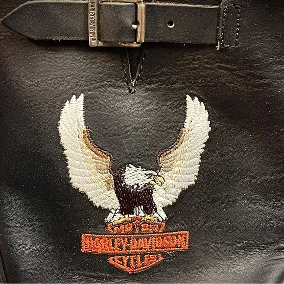 Men’s Harley Davidson Black Leather Motorcycle Biker Boots Moto Buckle - Picture 6 of 6